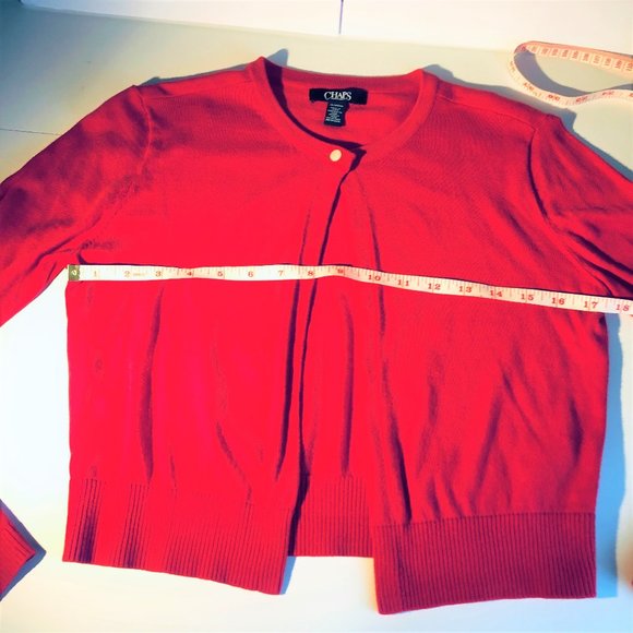 Chaps Red Crop Long Sleeve Cardigan–XS - Picture 3 of 5